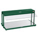 A green metal Hatco countertop buffet warmer with a glass top.