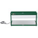 A green rectangular Hatco buffet warmer with a black cord on a wire shelf.