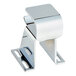 A silver metal Kason door closer hook with holes and a square shape.