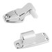 A close-up of a silver metal Kason reversible cam lift door hinge.