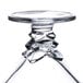 A clear glass Arcoroc Palmier dessert dish with a round base and a stem.