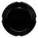 A black Arcoroc glass ashtray with a rim.