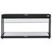 A black Hatco buffet warmer with glass shelves.