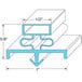 A diagram of a blue and white rectangular magnetic door gasket for a refrigerator.