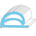 A blue and white rubber strip with a circular cross-section.