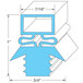 A blue drawing of a rectangular rubber magnetic door gasket with white text.