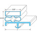 A blue and white diagram of a rectangular piece of plastic with the dimensions 13 1/2" x 25 1/4"
