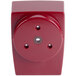 A red box with a circular Robot Coupe motor support with holes.