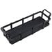 A black rectangular metal-framed Cal-Mil condiment display tray with metal handles.