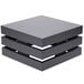 A black square Cal-Mil crate riser with three levels.