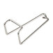 A close-up of a stainless steel wire clip.