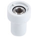A white plastic tube with a metal center.
