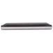 A rectangular metal drip tray with black and silver accents.