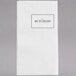 A white Choice dinner napkin with black text.