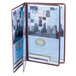 A burgundy Menu Solutions quad panel menu jacket with a close-up of a menu inside.