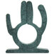 A green cactus napkin ring with two circular holders.