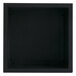 A black square object with a white border.