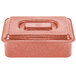 A copper-colored metal HS Inc. tamale server with a lid.