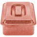 A red metal HS Inc. Paprika Tamale server with a lid.