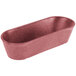 A red rectangular HS Inc. breadstick basket.