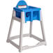 A grey Koala Kare KidSitter high chair with a blue seat.