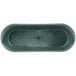 A black oval basket with a black rim.
