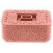 A rectangular brown box with a square opening and a lid on it.