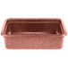 A brown rectangular plastic prep n serve tote on a white surface.
