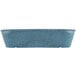 A blue plastic rectangular basket with a handle.