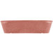 A red rectangular plastic breadstick basket with a handle.