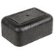 A black rectangular plastic container with a lid and a hole in it.
