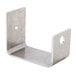 A stainless steel Nemco table stop bracket with holes.