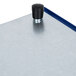 A black and silver metal Hatco heated shelf with a blue edge.