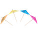 Royal Paper RP144 4 inch Drink Umbrella / Parasol Pick with Assorted Colors - 144/Box