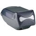 A black plastic San Jamar countertop napkin dispenser.