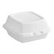 A Dart white foam hinged lid container.