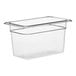 A Cambro clear plastic food pan.