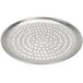 An American Metalcraft round silver aluminum pizza pan with holes.