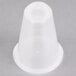 A white Pactiv plastic souffle cup with a clear oval lid.