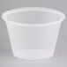 A clear plastic Newspring Ellipso souffle container with a clear lid.