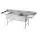 An Advance Tabco stainless steel 3-compartment sink with 2 drainboards.