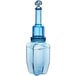 A blue plastic bottle with a blue cap.