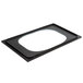 A black plastic rectangular adapter plate with a hole in the middle.