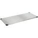 A Metro stainless steel rectangular shelf with black corners.