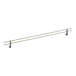 A white metal shelf rail with two levels and two metal rods.