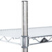 A Metro Super Erecta stainless steel shelf with a pole.
