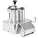 A stainless steel Robot Coupe vegetable prep attachment with two blades.