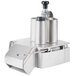 A stainless steel Robot Coupe vegetable prep attachment with a black handle.