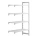 A white plastic shelf with vented shelves.