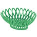 A forest green plastic oval fast food basket with a handle.